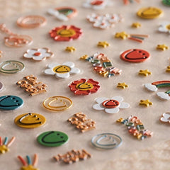 Bubble Nail Art Stickers Decals Smile Face And Flower Self Adhesive