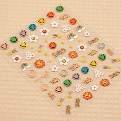 Bubble Nail Art Stickers Decals Smile Face And Flower Self Adhesive