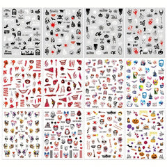 Halloween Nail Art Stickers Skull Spider Pumpkin Ghost Bat Witch Nail Art Decals
