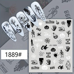 Halloween Nail Art Stickers Skull Spider Pumpkin Ghost Bat Witch Nail Art Decals