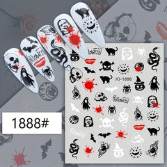 Halloween Nail Art Stickers Skull Spider Pumpkin Ghost Bat Witch Nail Art Decals