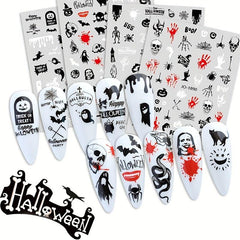 Halloween Nail Art Stickers Skull Spider Pumpkin Ghost Bat Witch Nail Art Decals
