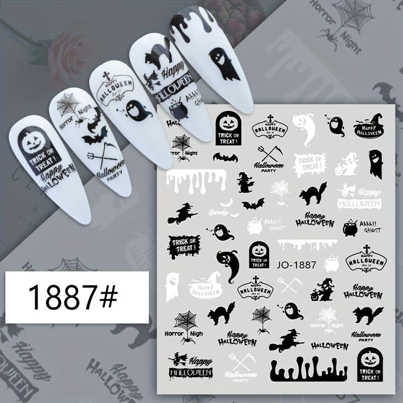 Halloween Nail Art Stickers Skull Spider Pumpkin Ghost Bat Witch Nail Art Decals