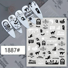Halloween Nail Art Stickers Skull Spider Pumpkin Ghost Bat Witch Nail Art Decals