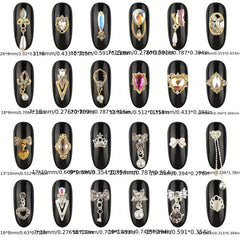 48pcs Nail Art Charms With Rhinestones Pearls 3D Alloy Nail Gem Accessories