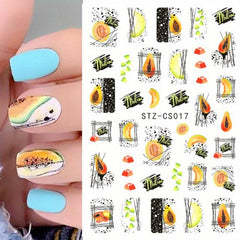 Summer Lemon Nail Art Stickers Decal Supplies for Women Girls