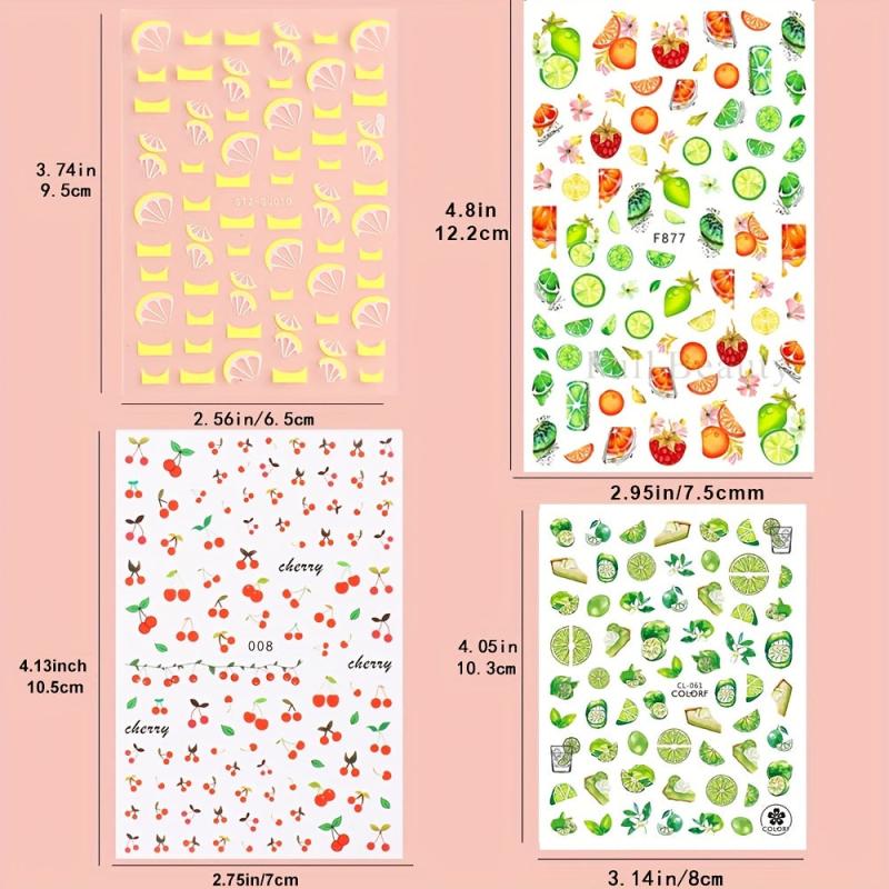 Summer Lemon Nail Art Stickers Decal Supplies for Women Girls