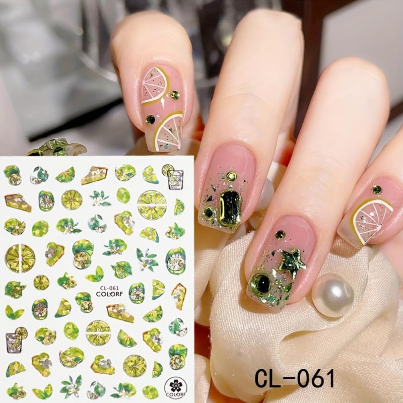 Summer Lemon Nail Art Stickers Decal Supplies for Women Girls