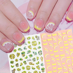 Summer Lemon Nail Art Stickers Decal Supplies for Women Girls