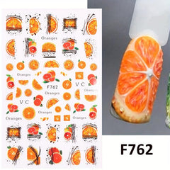 Summer Lemon Nail Art Stickers Decal Supplies for Women Girls