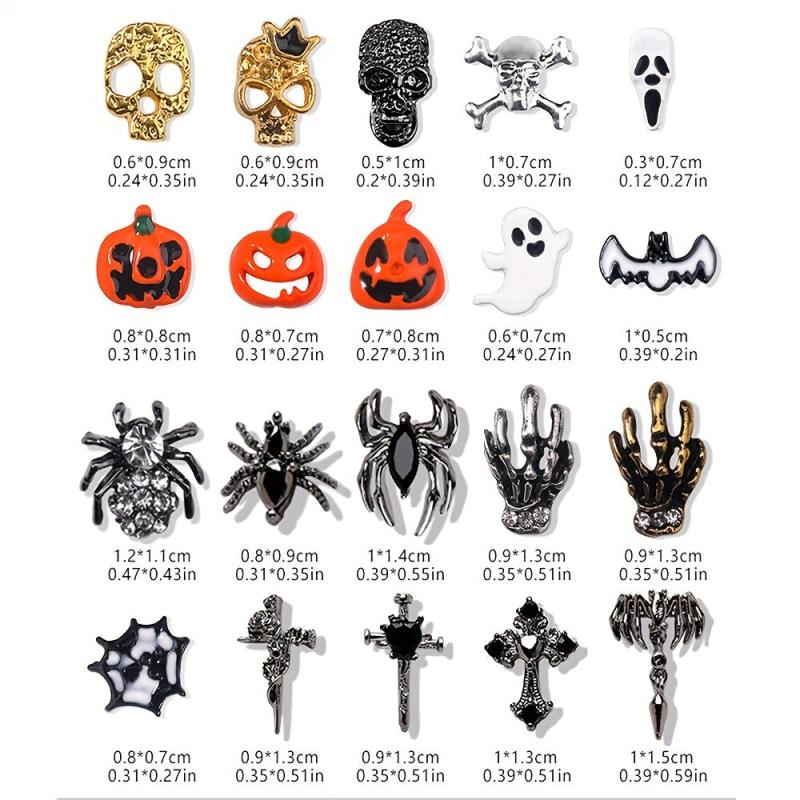 10pcs Halloween Nail Art Rhinestone Charms 3D Nail Gem Accessories