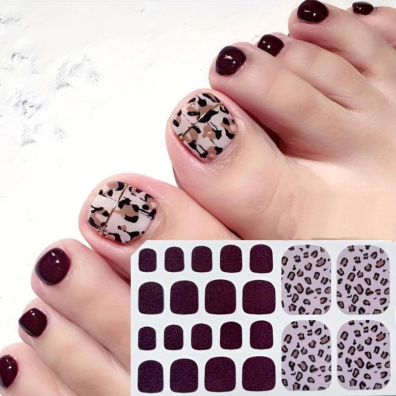 Leopard Print Nail Polish Stickers Full Nail Wraps For Women