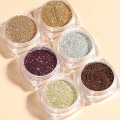 6 Sparkling Nail Powder & Charms for 3D Nail Art