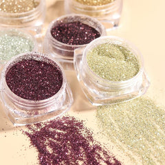 6 Sparkling Nail Powder & Charms for 3D Nail Art