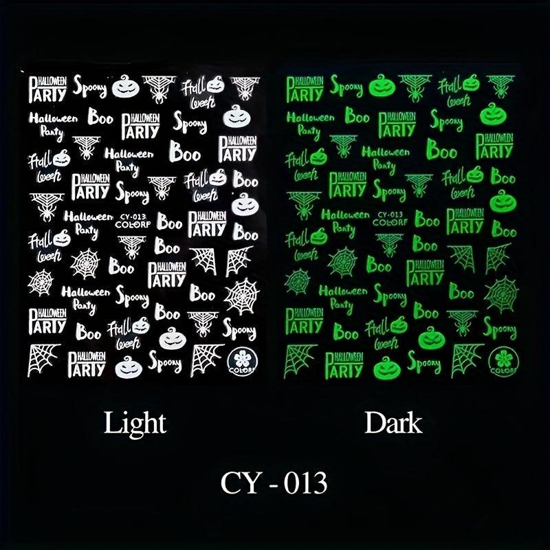 Halloween Nail Stickers Glow in the Dark Self-Adhesive Nail Art