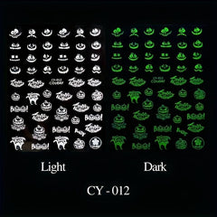 Halloween Nail Stickers Glow in the Dark Self-Adhesive Nail Art