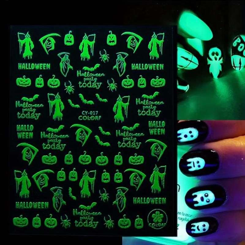 Halloween Nail Stickers Glow in the Dark Self-Adhesive Nail Art