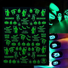Halloween Nail Stickers Glow in the Dark Self-Adhesive Nail Art