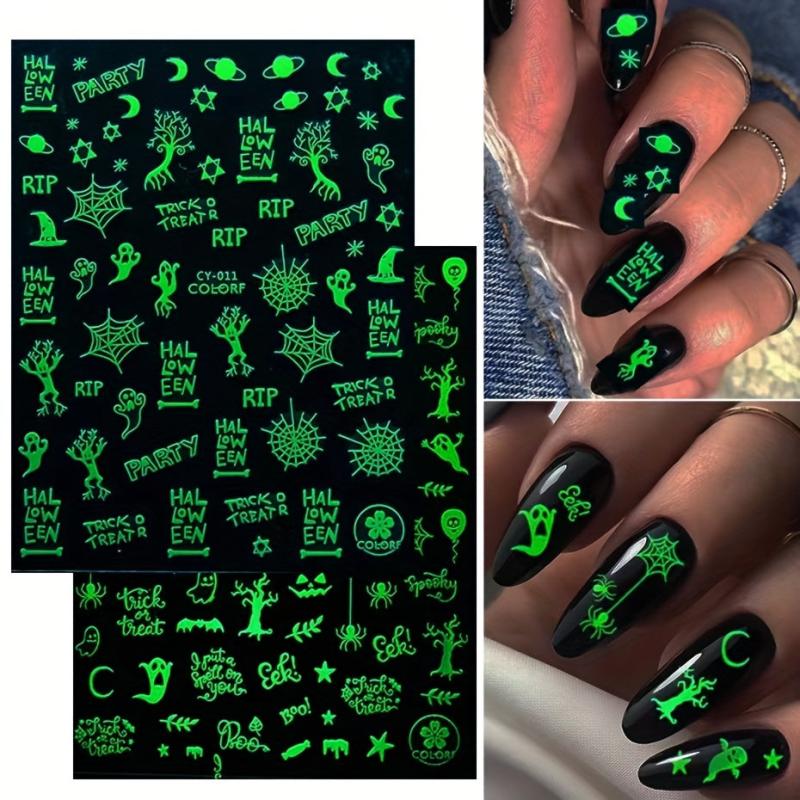 Halloween Nail Stickers Glow in the Dark Self-Adhesive Nail Art