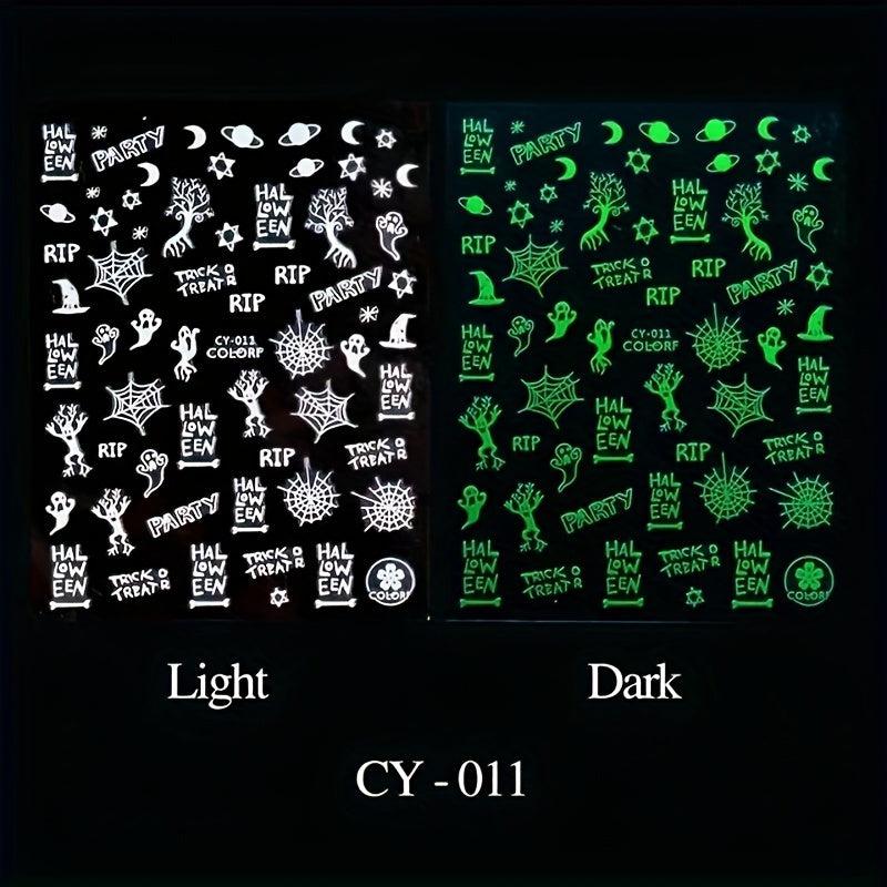 Halloween Nail Stickers Glow in the Dark Self-Adhesive Nail Art