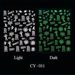 Halloween Nail Stickers Glow in the Dark Self-Adhesive Nail Art