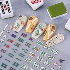 4pcs 5D Embossed Mahjong Nail Art Stickers