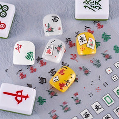 4pcs 5D Embossed Mahjong Nail Art Stickers