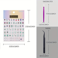 4pcs 5D Embossed Mahjong Nail Art Stickers