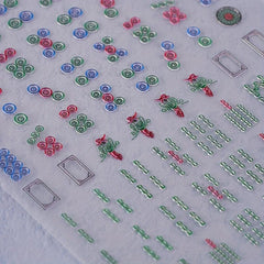 4pcs 5D Embossed Mahjong Nail Art Stickers
