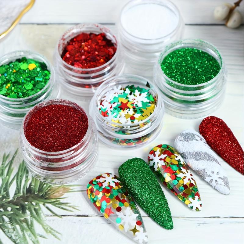 Christmas Nail Art Sequin Holographic Snowflake Nail Glitter Flakes