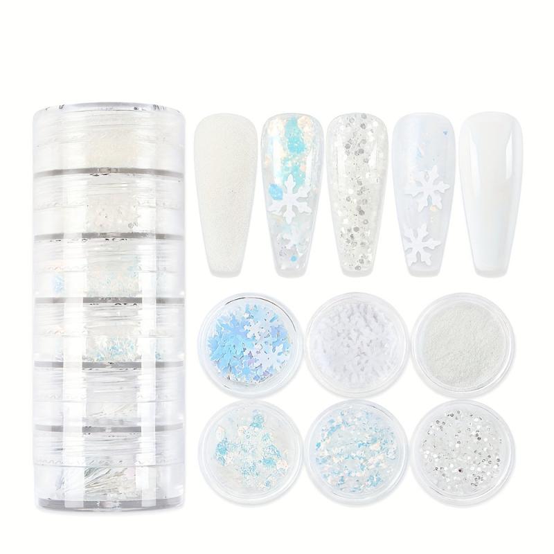 Christmas Nail Art Sequin Holographic Snowflake Nail Glitter Flakes