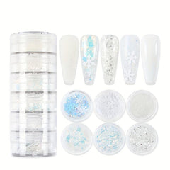 Christmas Nail Art Sequin Holographic Snowflake Nail Glitter Flakes