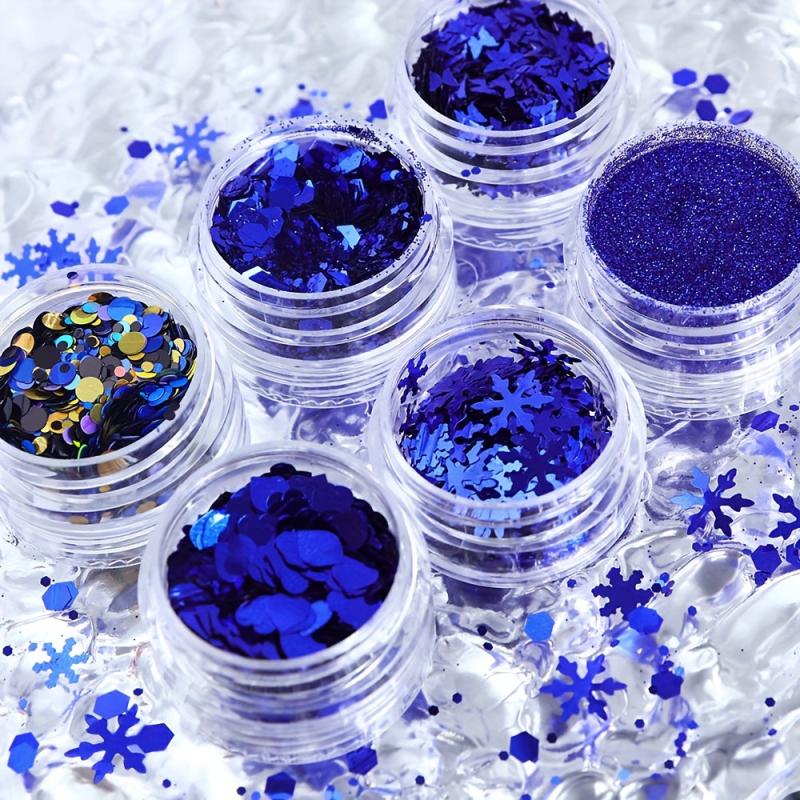 Christmas Nail Art Sequin Holographic Snowflake Nail Glitter Flakes