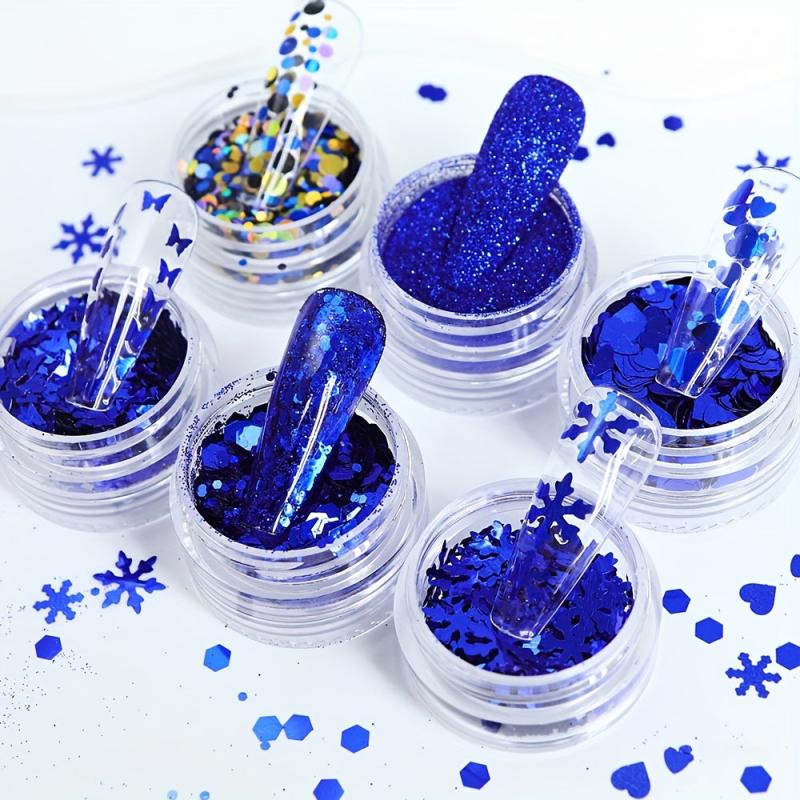 Christmas Nail Art Sequin Holographic Snowflake Nail Glitter Flakes