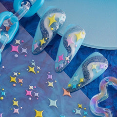 3D Embossed Star Nail Art Stickers - Self Adhesive - Nail Art Supplies