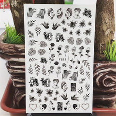 3D Nail Stickers Self Adhesive Charm Flower & Stripe