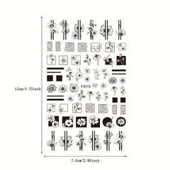 3D Nail Stickers Self Adhesive Charm Flower & Stripe