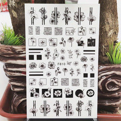 3D Nail Stickers Self Adhesive Charm Flower & Stripe
