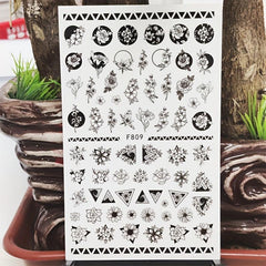 3D Nail Stickers Self Adhesive Charm Flower & Stripe