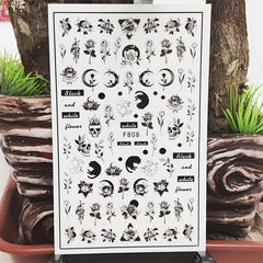 3D Nail Stickers Self Adhesive Charm Flower & Stripe