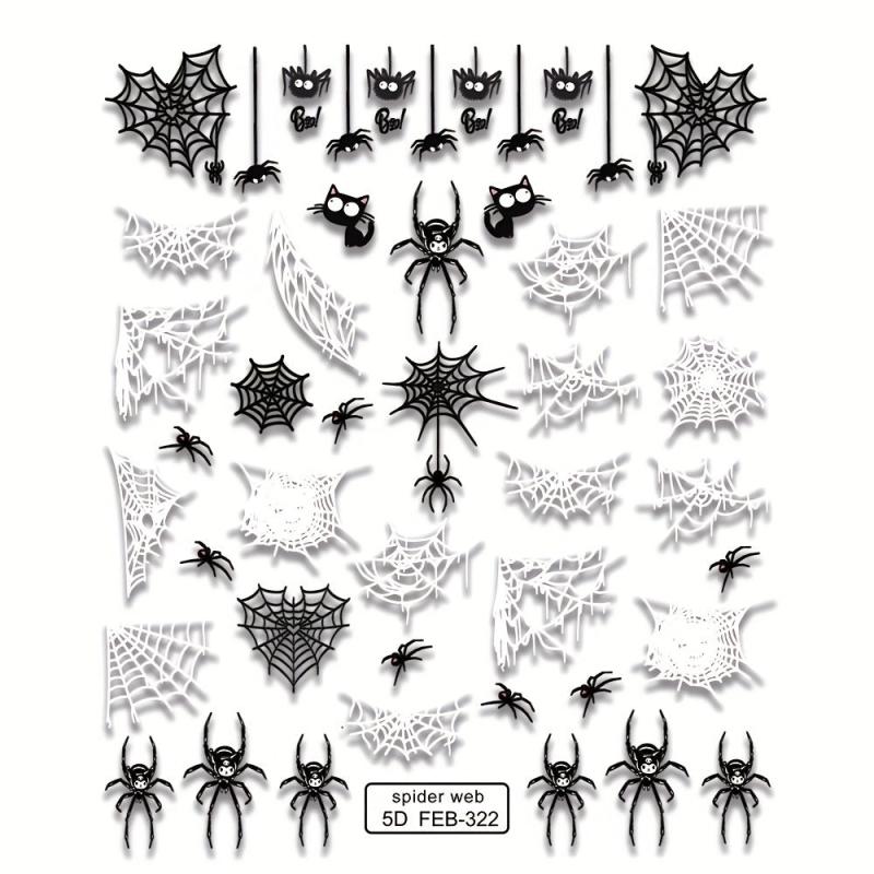 5D Spider Web Nail Art Stickers Nail Decals for Women Girls