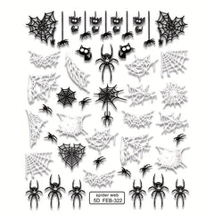 5D Spider Web Nail Art Stickers Nail Decals for Women Girls