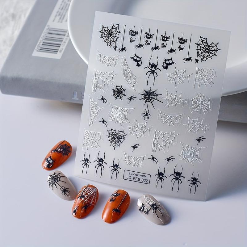5D Spider Web Nail Art Stickers Nail Decals for Women Girls