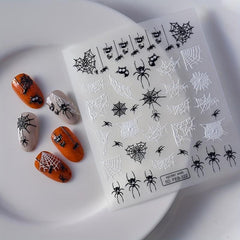 5D Spider Web Nail Art Stickers Nail Decals for Women Girls