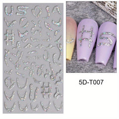 5D Embossed Laser Flower Nail Stickers - Nail Art Decals