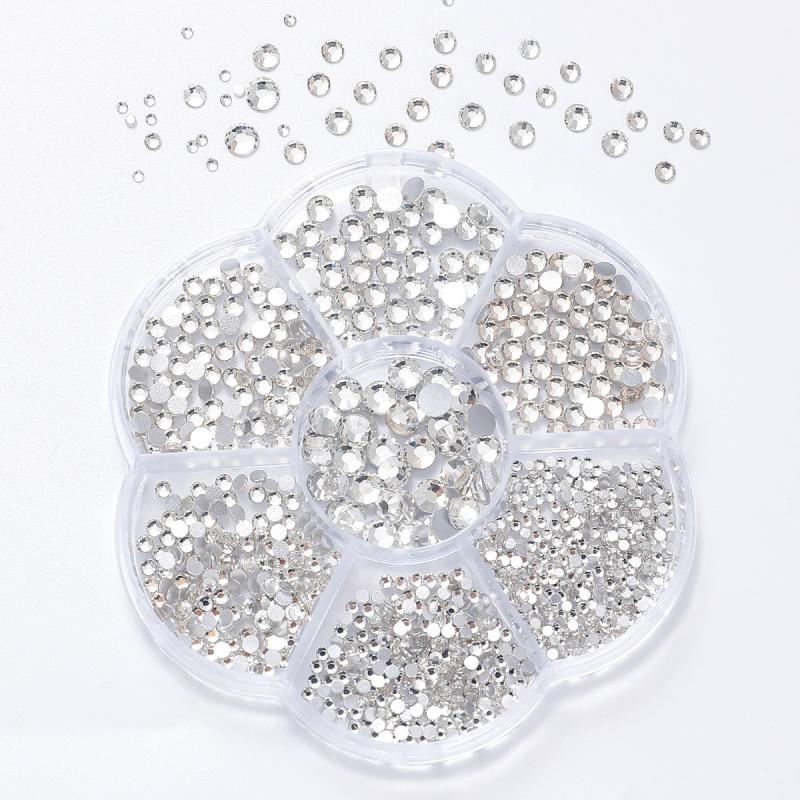 Colorful AB Nail Rhinestones Mixed Round Beads Glass Charms Gems Stones