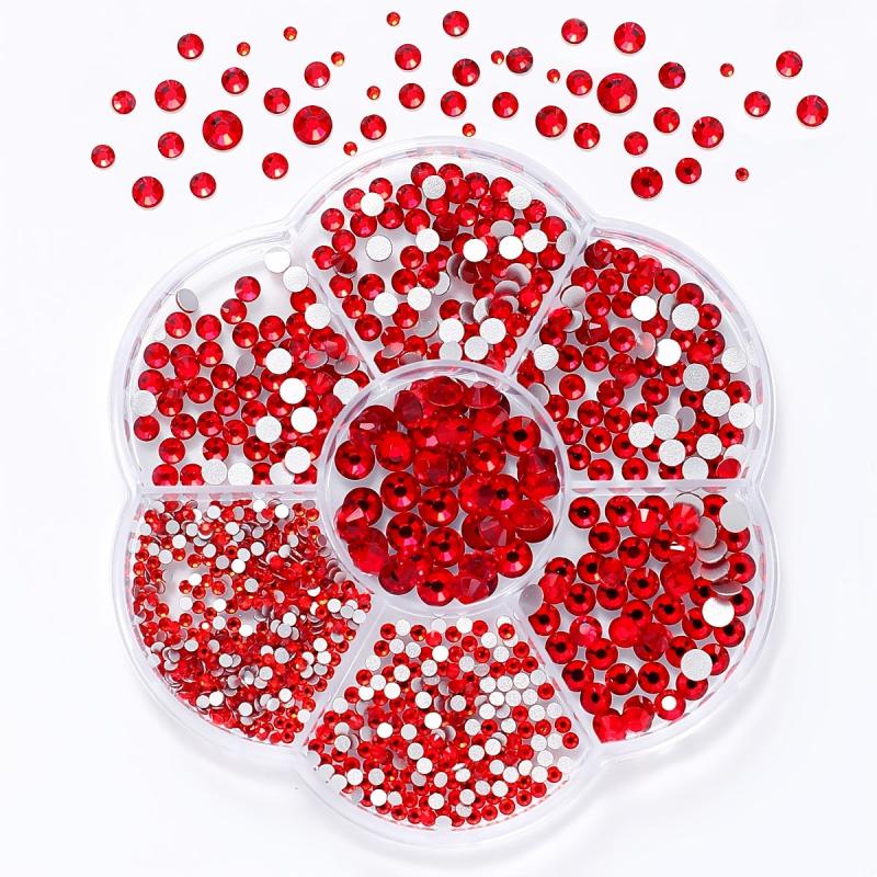 Colorful AB Nail Rhinestones Mixed Round Beads Glass Charms Gems Stones