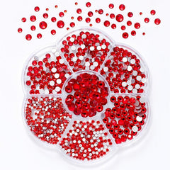 Colorful AB Nail Rhinestones Mixed Round Beads Glass Charms Gems Stones