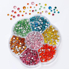 Colorful AB Nail Rhinestones Mixed Round Beads Glass Charms Gems Stones
