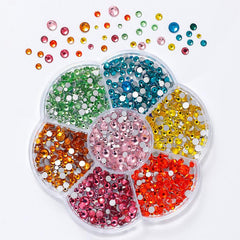 Colorful AB Nail Rhinestones Mixed Round Beads Glass Charms Gems Stones